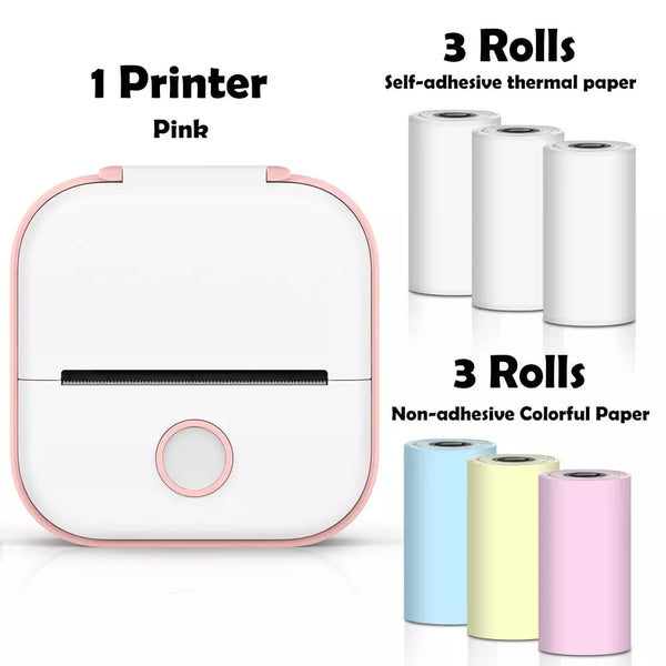 SearchFindOrder Pink-6 Rolls Set 2 Portable Mini Wireless Thermal Pocket Printer