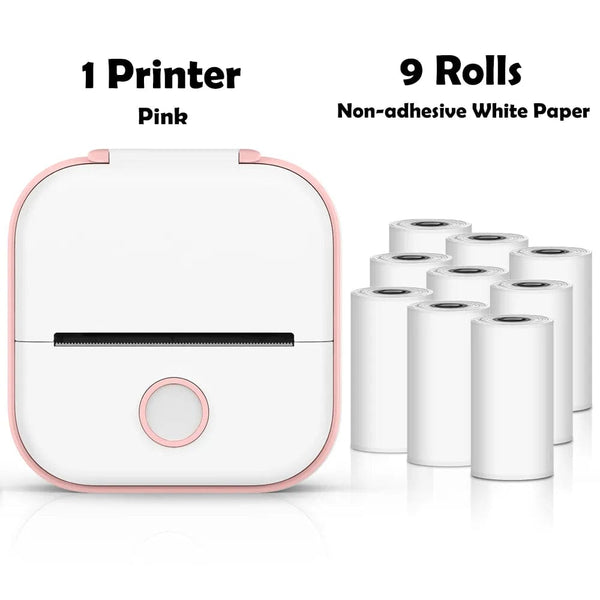 SearchFindOrder Pink-9 Rolls Paper / CN Portable Mini Wireless Thermal Pocket Printer