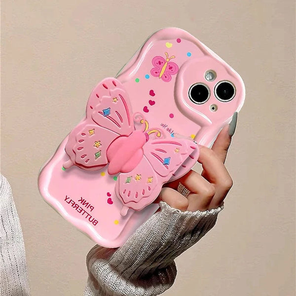 SearchFindOrder Pink Butterfly 3D Bracket Phone Case