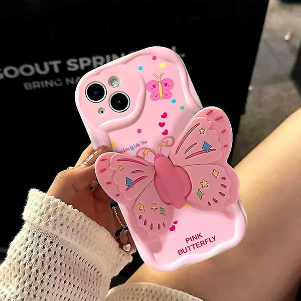 SearchFindOrder Pink Butterfly 3D Bracket Phone Case