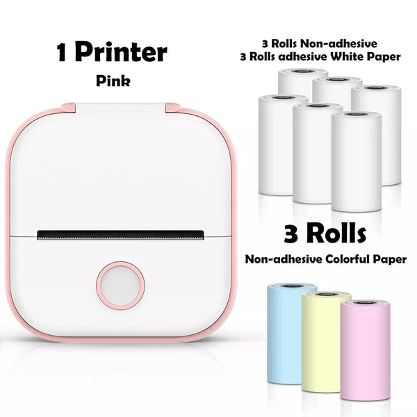SearchFindOrder Pink-Plus 9 Roll Set / CN Portable Mini Wireless Thermal Pocket Printer
