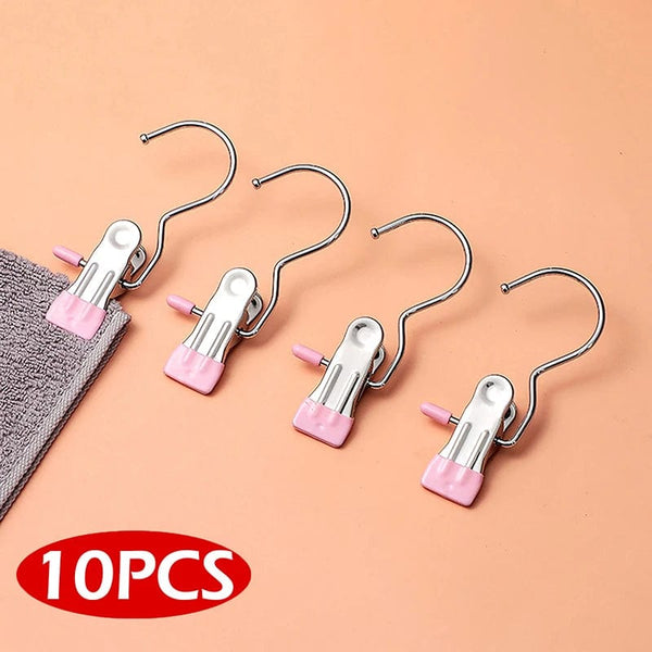 SearchFindOrder pink Stainless Steel 10 Pack Versatile Laundry Clips