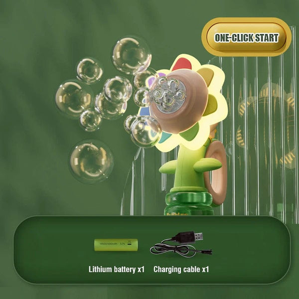 SearchFindOrder Pink Sunflower Shaped Portable Electric Bubble Maker Toy