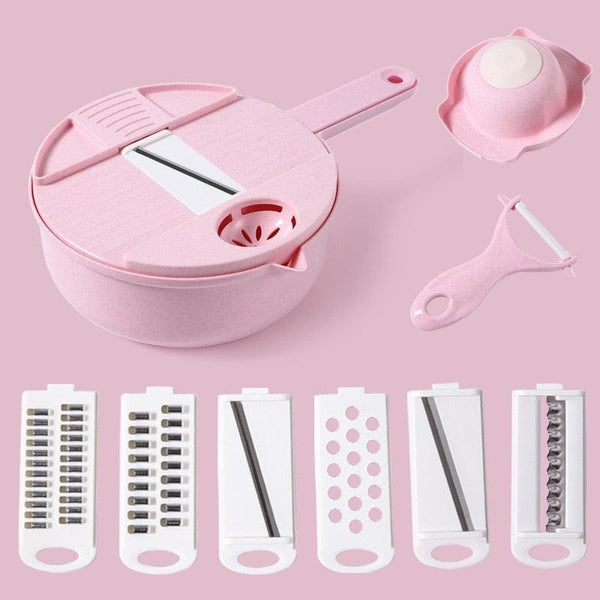 SearchFindOrder Pink Vegi Chop Pro 6-in-1 Kitchen Multifunctional Vegetable Chopper