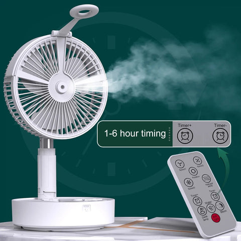 SearchFindOrder Portable Folding Water Mist Fan with LED Light and Phone Charging Station