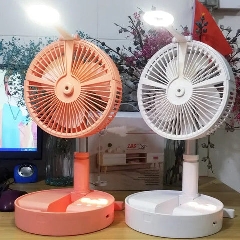 SearchFindOrder Portable Folding Water Mist Fan with LED Light and Phone Charging Station