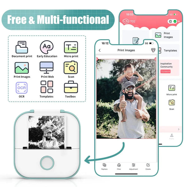 SearchFindOrder Portable Mini Wireless Thermal Pocket Printer