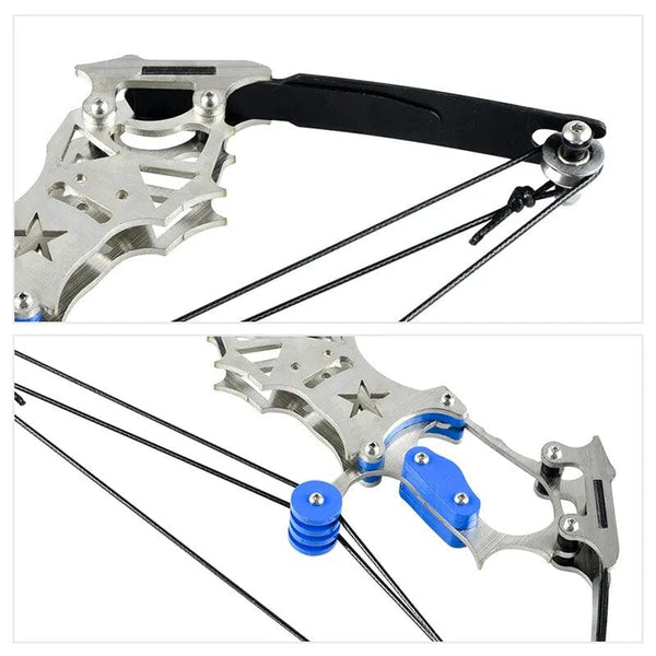 SearchFindOrder Precision Mini Steel Pulley Bow Compact Archery Set for Indoor and Outdoor Fun