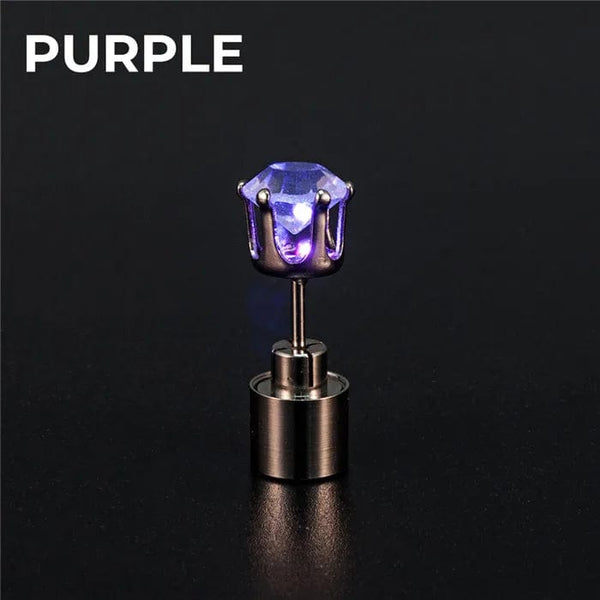 SearchFindOrder Purple LED Flash Bling Earrings