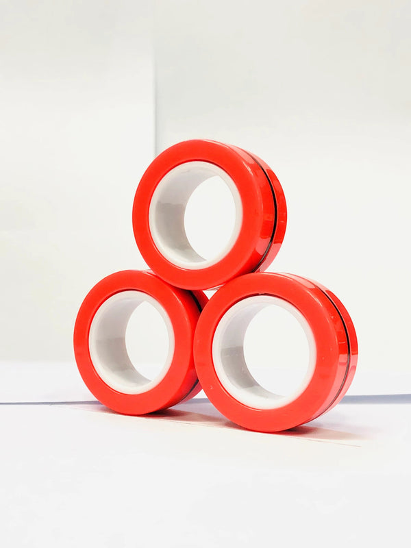 SearchFindOrder Red 3pc Anxiety Relieving Colorful Magnetic Finger Rings