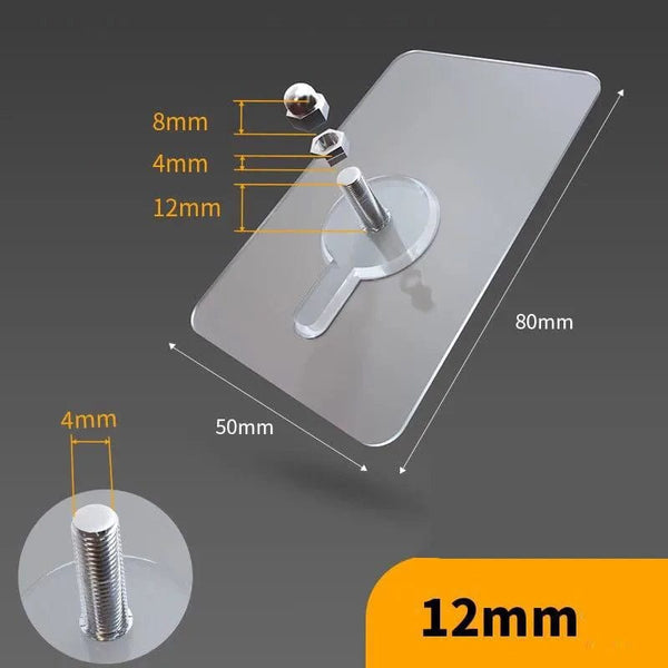 SearchFindOrder Screw length 12mm / 10pcs Transparent Heavy Duty Wall Hooks Screw Stickers