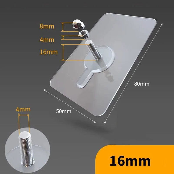 SearchFindOrder Screw length 16mm / 10pcs Transparent Heavy Duty Wall Hooks Screw Stickers