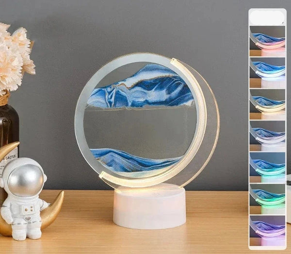 SearchFindOrder Semi-circular-Blue 3D Sandscape Table Lamp