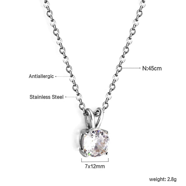 SearchFindOrder Silver Crystal Pendant Necklace