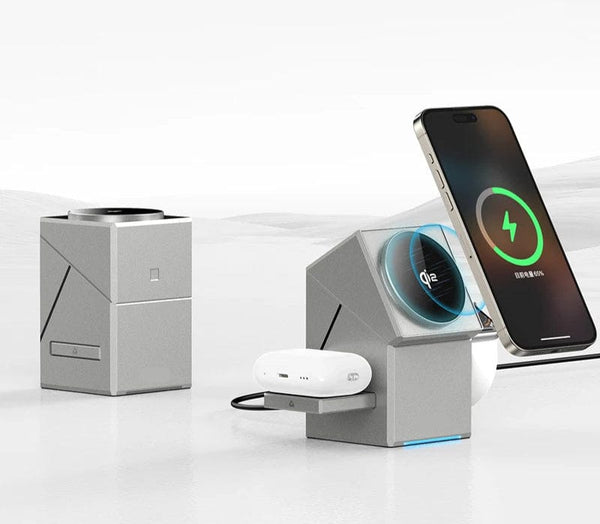 SearchFindOrder silver gray 3-in-1 Magnetic Wireless Fast Charger