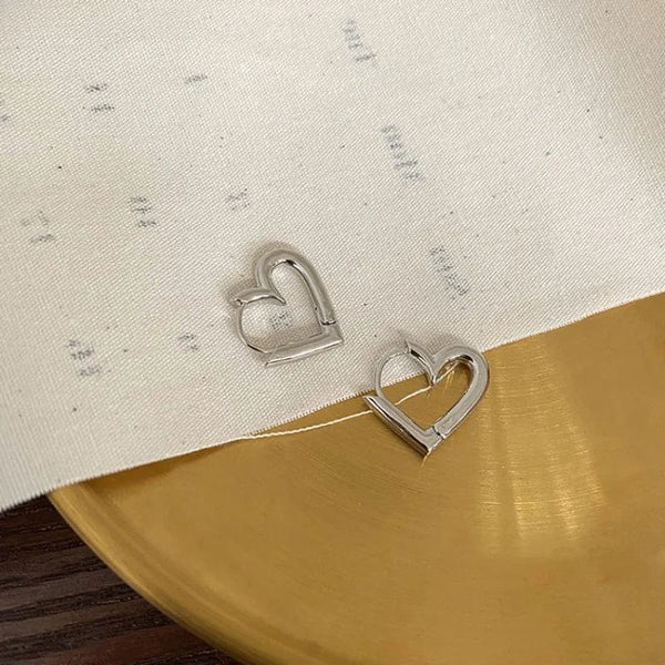 SearchFindOrder Silver Hollow Heart Earrings