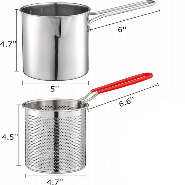 SearchFindOrder Silver Kitchen Deep Frying Pot 304 Stainless Steel