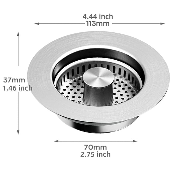 SearchFindOrder Silver Stainless Steel Kitchen Sink Strainer and Pop-Up Stopper