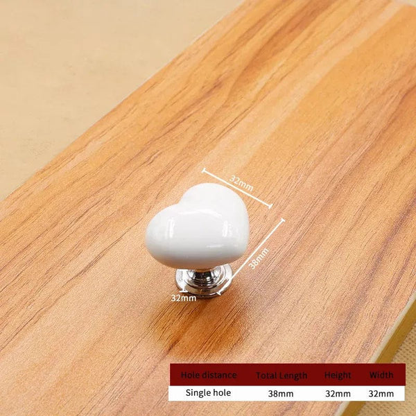 SearchFindOrder Small White Heartfelt Ceramic Cabinet, Drawer and Toilet Knob A Creative Touch for Your Home, Apartment, or Hotel Furniture