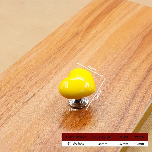SearchFindOrder SmallYellow Heartfelt Ceramic Cabinet, Drawer and Toilet Knob A Creative Touch for Your Home, Apartment, or Hotel Furniture
