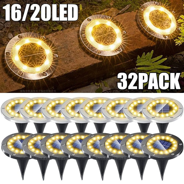 SearchFindOrder Solar Glow Pathway Brilliance 16/20 LED Underground Solar Disk Lights