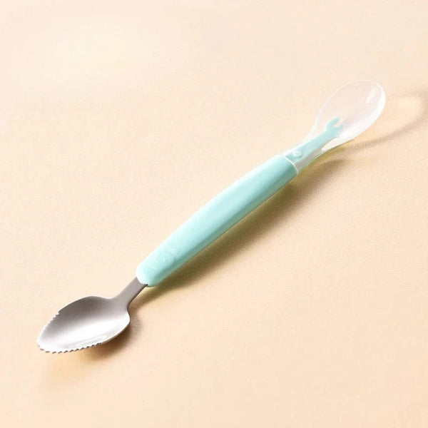 SearchFindOrder Stainless Steel & Silicone Baby Puree Spoon