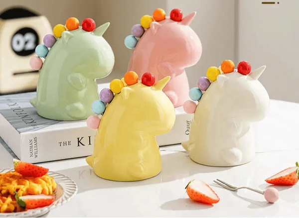 SearchFindOrder Stainless Steel Unicorn Fruit Fork Set with Ceramic Handle