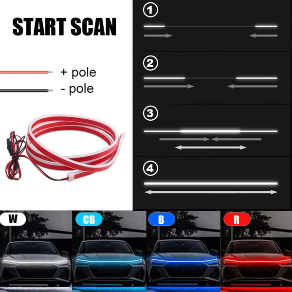 SearchFindOrder Start Scan 12V LED Car Light Strip: Day/Night Hood & Tail Styling with Fuse