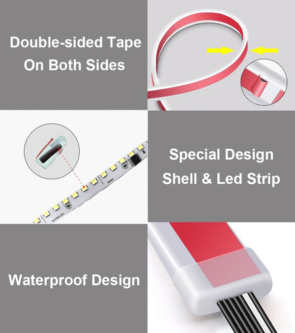 SearchFindOrder Start Scan 12V LED Car Light Strip: Day/Night Hood & Tail Styling with Fuse