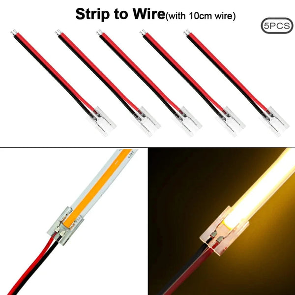 SearchFindOrder Strip to Wire / 2Pin 5mm LED Strip Light Connectors