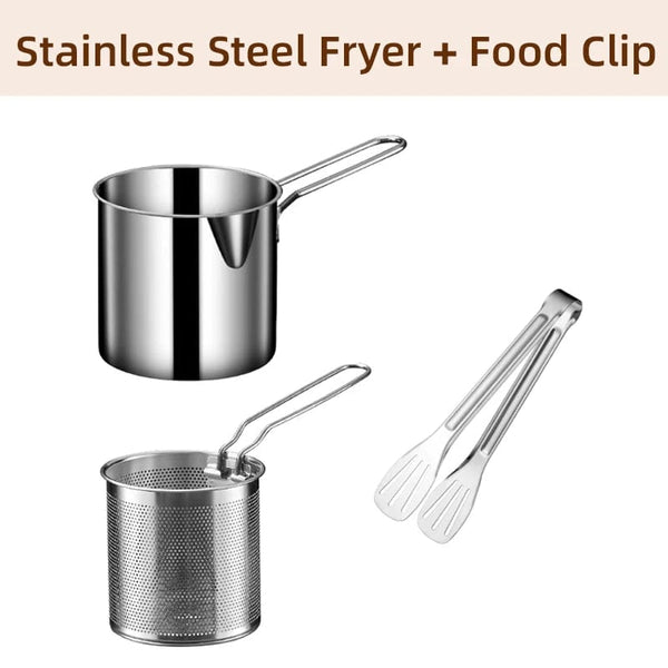 SearchFindOrder Style A 3 pcs Kitchen Deep Frying Pot 304 Stainless Steel