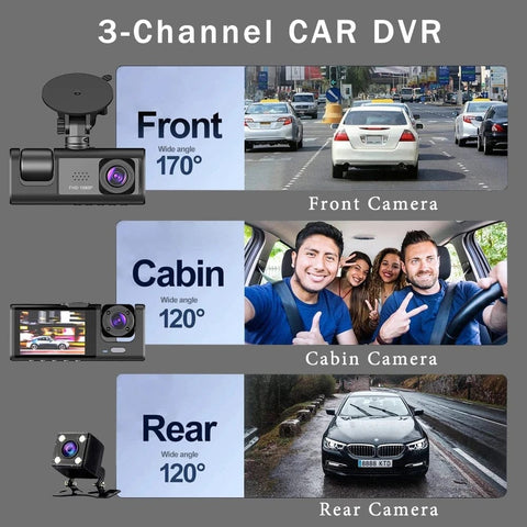 SearchFindOrder Three-Channel Car DVR HD DashCam