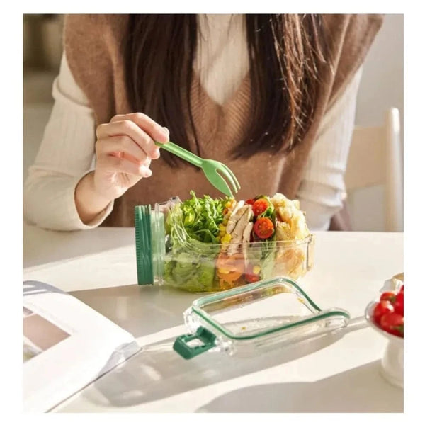 SearchFindOrder Transparent Green All-In-One Fresh Salad Bowl