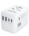 SearchFindOrder Universal Plug / White 65W GaN 2U3C International Travel Adapter