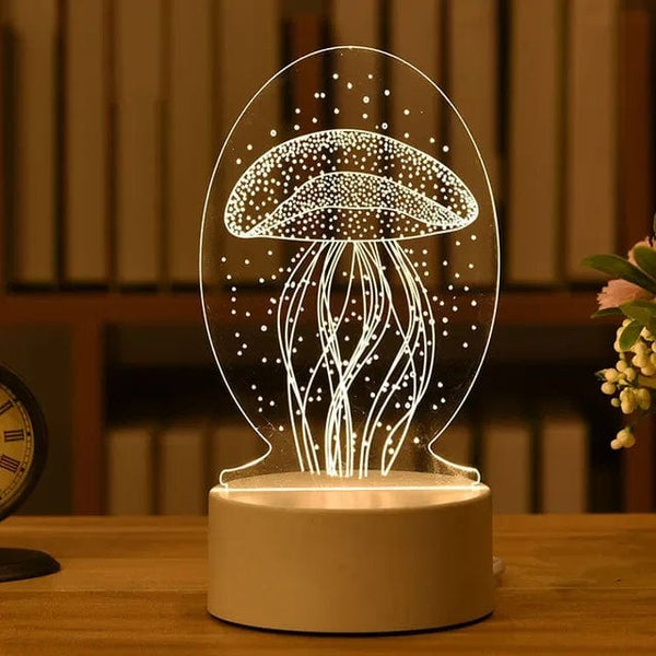 SearchFindOrder USB Warm White / Jellyfish 3D Acrylic LED Lamp with Romantic Love Design for Home