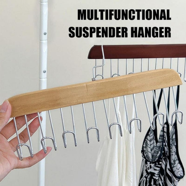 SearchFindOrder Versatile Wood Hanger Organizer Ultimate Storage Solution for Bras, Belts, Beanies, Scarves, and More