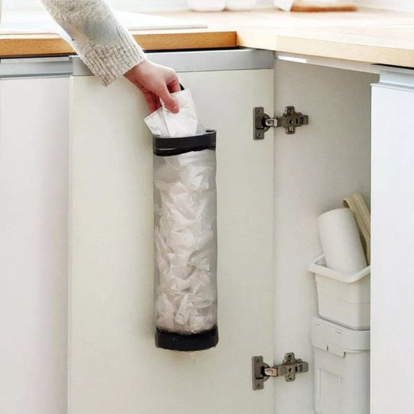SearchFindOrder Wall Mount Plastic Bag Holder for Home Grocery Storage, Hanging Trash Garbage Kitchen Organizer