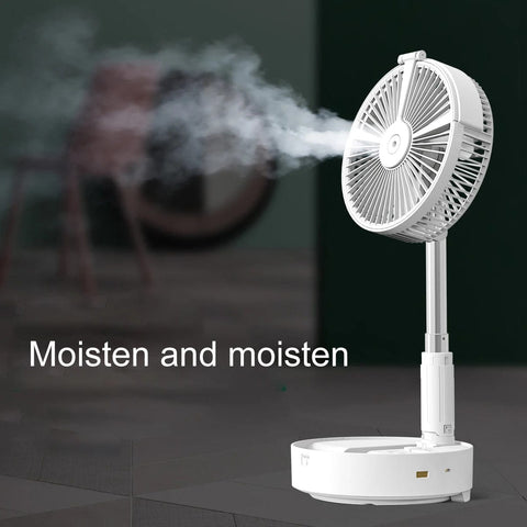SearchFindOrder WG-HS9-white Portable Folding Water Mist Fan with LED Light and Phone Charging Station
