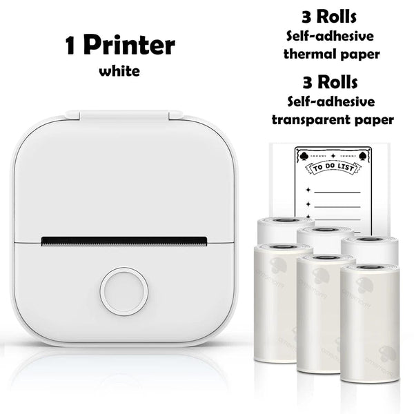SearchFindOrder White-6 Rolls Set 1 Portable Mini Wireless Thermal Pocket Printer