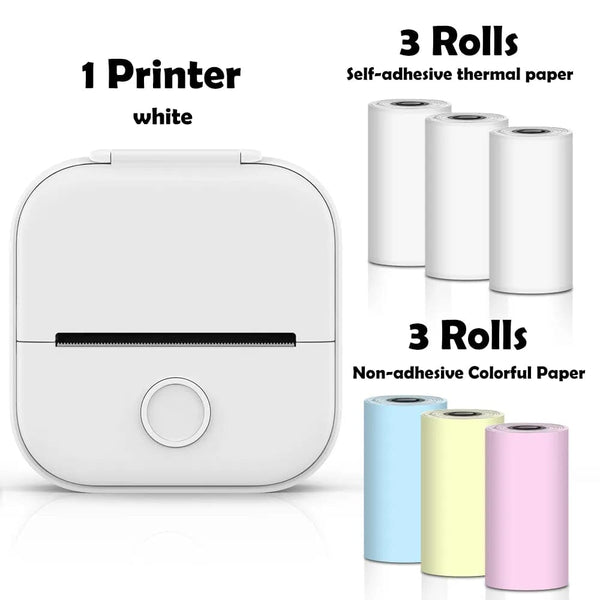 SearchFindOrder White-6 Rolls Set 2 Portable Mini Wireless Thermal Pocket Printer