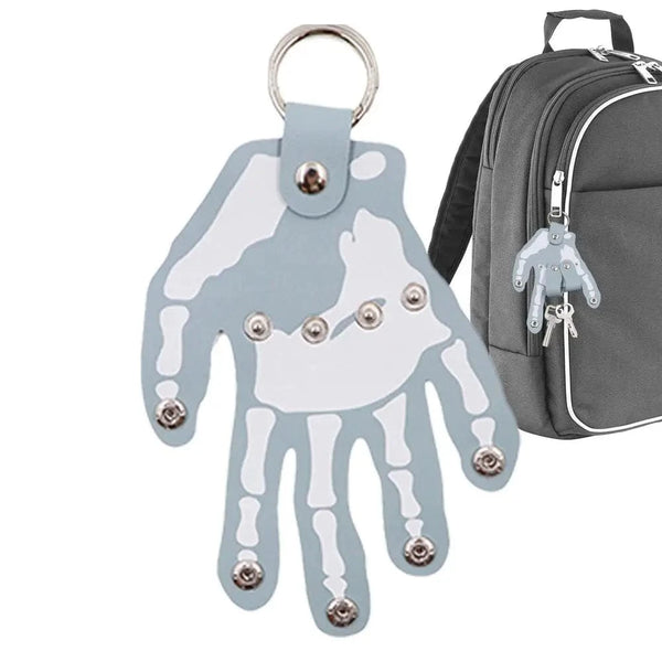 SearchFindOrder White Hand-Shaped Leather Keychain