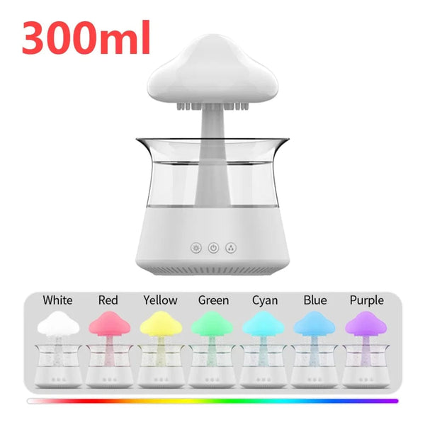 SearchFindOrder White Relax Electric Mushroom Rain Air Humidifier Aroma Diffuser Colorful Night Lights