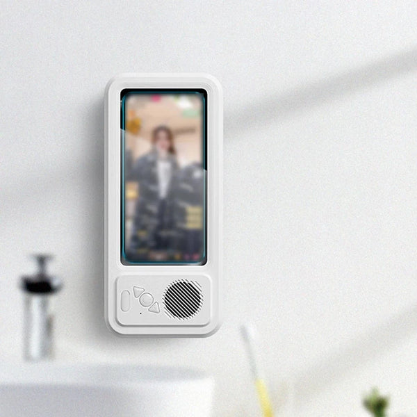 SearchFindOrder White Shower Phone Holder with Bluetooth Speaker