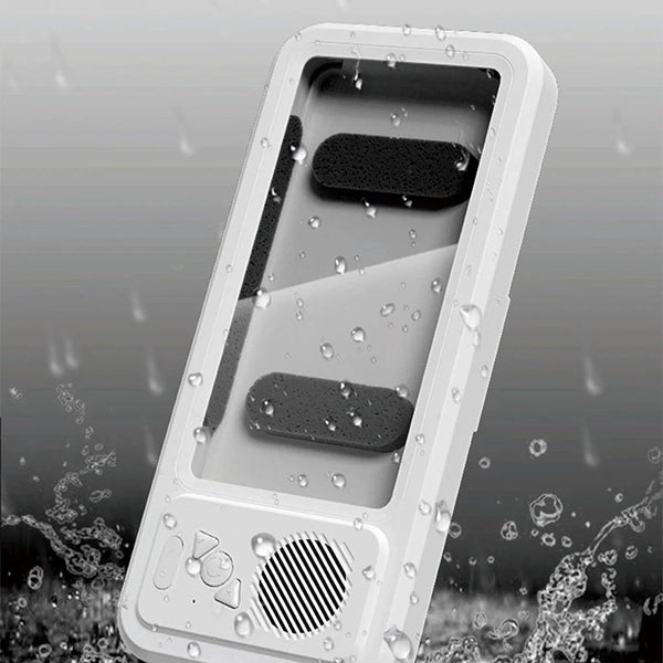 SearchFindOrder White Shower Phone Holder with Bluetooth Speaker