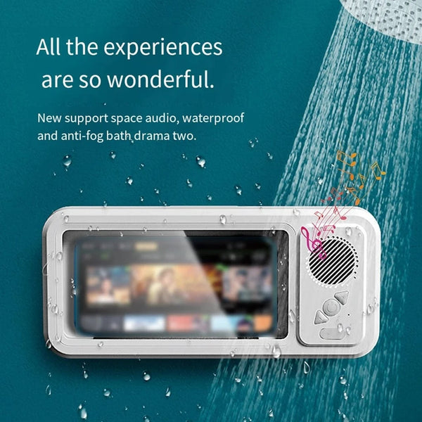 SearchFindOrder White Shower Phone Holder with Bluetooth Speaker