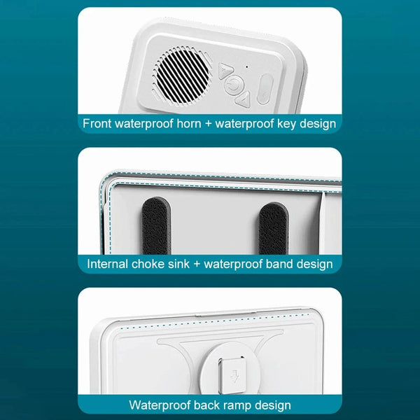 SearchFindOrder White Shower Phone Holder with Bluetooth Speaker