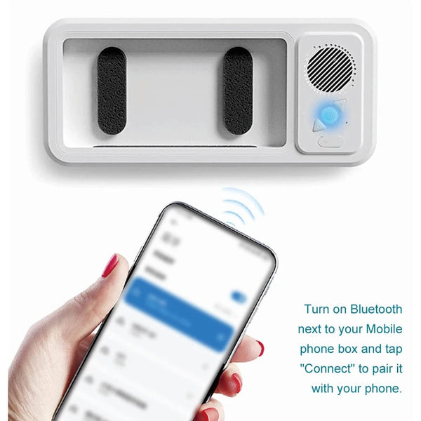 SearchFindOrder White Shower Phone Holder with Bluetooth Speaker