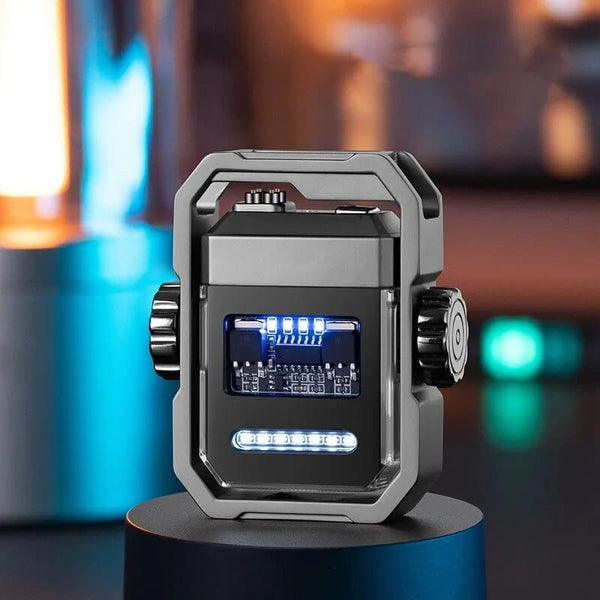 SearchFindOrder X12-Black Turbo Arc Metal Fidget Lighter with Gyro Spark Technology