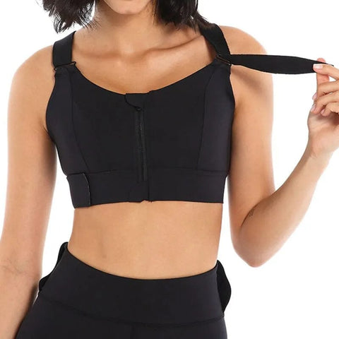 SearchFindOrder XL / Black Fit Zip Flex Sports Bra Full Coverage, High Impact, and Adjustable Comfort