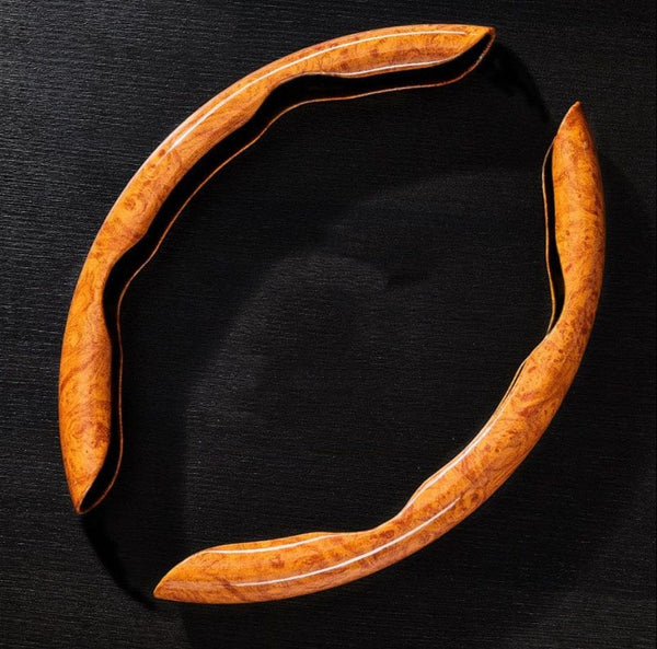 SearchFindOrder Yellow pair / China Universal Mahogany Wood Grain Steering Wheel Cover - Sleek All-Season Anti-Slip Set